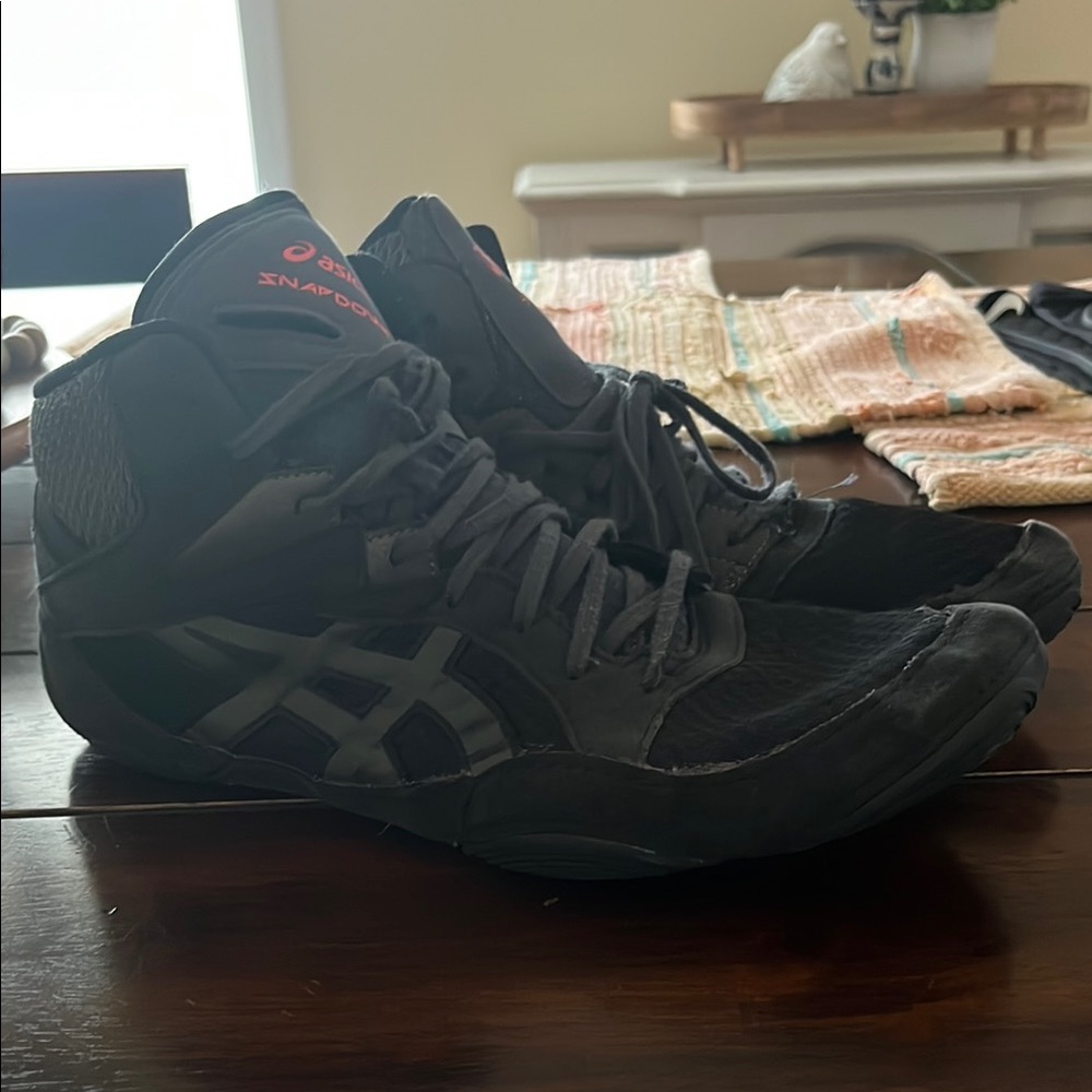 Asics Black Athletic Shoes with Mesh Upper